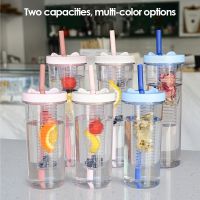 800ML Large Capacity Straw Cup Transparent No Leakage Water Cup Portable Lemon Juice Cups Filter Cute Drinking Bottle for Girl