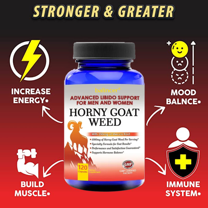 Horny Goat Weed Capsules-Maximum Strength Maca Root Supports Hormone ...