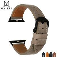 MAIKES Quality Leather Strap For Apple Watch Band 44Mm 40Mm Series 7 6 SE 5 4 3 Iwatch Bracelet 42Mm 38Mm Watchbands