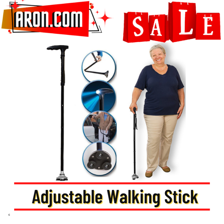 A STURDY FOLDABLE TRUSTY CANE WITH LED LIGHTS, TUNGKOD BASTON WALKING