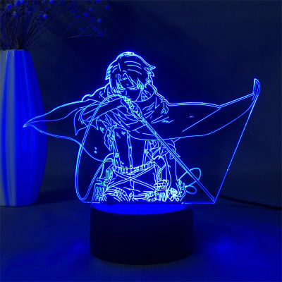 Anime Attack on Titan Figure Night Light Kid Gift Bedroom Decor Eren Jager Mikasa Ackerman Levi Manga Figurine Led 3d Table Lamp