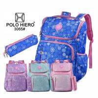 (TOS) Polo Hiero 3065 กระเป๋าเป้สะพายหลัง ใส่แล็ปท็อปได้ แฟชั่นสําหรับเด็กผู้หญิง