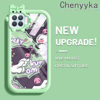 เคส Chenyyyka สำหรับ A93 OPPO 2020 F17 Pro Reno 4F Reno 4 Lite เคสการ์ตูนน่ารัก Kuromi มอนสเตอร์ตัวน้อยมีรูปแบบเคสนิ่มกันกระแทกเคสโทรศัพท์โปร่งใสฝาครอบป้องกันเลนส์กล้องถ่ายรูป TPU ซิลิกาเจล