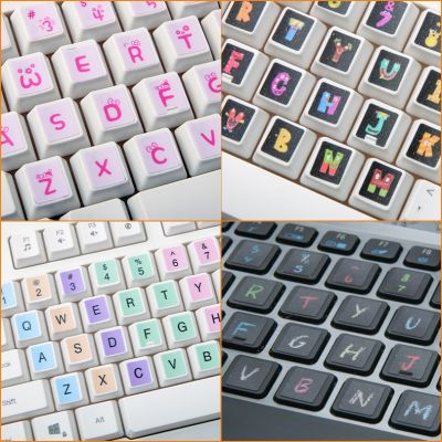 General desktop laptop keyboard pasted with letters  keys  stickers  large characters  single cartoon  cute  wear resistant Keyboard Accessories