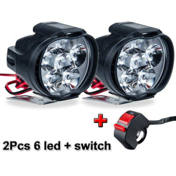 2ชิ้นไฟหน้ารถจักรยานยนต์-led-สีขาว-super-bright-6led-ทำงานด้านหน้าแสงรถมอเตอร์ไซด์ไฟตัดหมอก1600lm-สกูตเตอร์สปอตไล