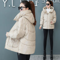 【cw】 Womens Wash-Free Bright Cotton-Padded Jacket 2022 Winter New Korean Style Loose Hooded Cotton-Padded Coat Womens Cotton-Padded Jacket Short Coat