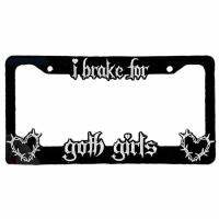 Black License Plate Frames Automotive Decorative Iron License Plate Holder I Brake for Goth Girls Auto Plate Frames Portable Funny Car Tag Frame for Car Lovers economical