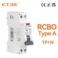 ETEK RCBO Type A ตัวตัดวงจรโดยอัตโนมัติที่เหลือ6KA 1P + N 2P 16a โค้ง20a ที่มีการป้องกันกระแสเกิน30mA EKL9-40