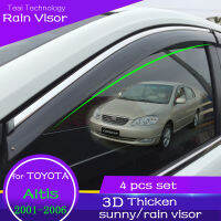 กระบังหน้าฝนสำหรับ Toyota Corolla Altis 2001 2002 2003 2004 2005 2006ประตูหน้าต่าง4ชิ้นผ้าบังแดดโครเมี่ยมแต่งช่องลมฝนตอนบังแดดอุปกรณ์เสริมรถยนต์