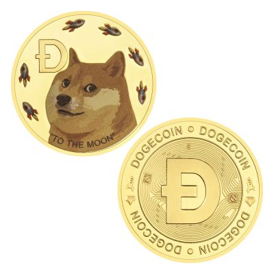Dogecoin Rocket Pattern Collectible Commemorative Coin To The Moon In Doge We Trust Gold Plated Physical Cryptocurrency Coin