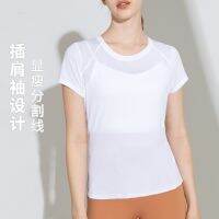 [COD] Ningbo big tree jacquard slim yoga short-sleeved lulu fitness clothes womens summer tops quick-drying sports t-shirts