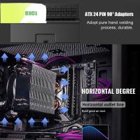 B3D1 ATX 24พิน อุปกรณ์ติดตั้ง DIY ตัวเชื่อมต่อสายเคเบิล ขั้วต่อแหล่งจ่ายไฟ อะแดปเตอร์ปลั๊กไฟ ATX 24พินถึง90องศา อะแดปเตอร์เมนบอร์ด ช่องเสียบ ATX 24พิน