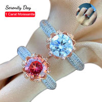 Serenity วัน D สี1กะรัต GRA สีขาวและสีแดง Moissanite แหวน S925แผ่นเงิน Pt950วงเครื่องประดับ Fine สำหรับขายส่ง