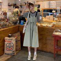 Spot parcel post Preppy Style Suit Suspender Dress Female Student Korean Style Loose Waist Tight Slimming Mid-Length Suspender Dress Summer