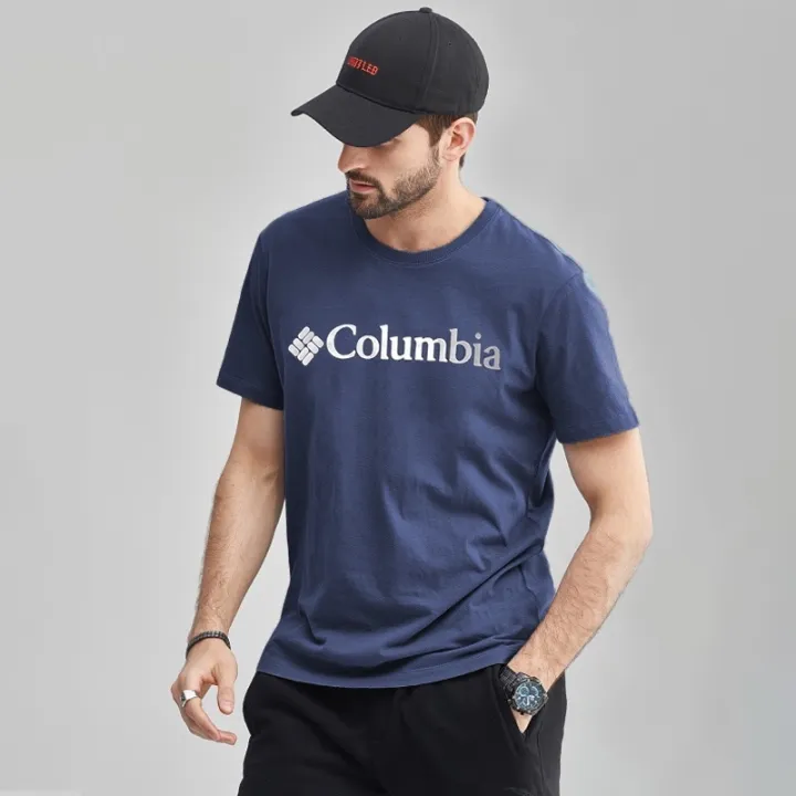 columbiaเสื้อยืดแขนสั้นลําลอง-คอกลม-ผ้าฝ้าย-ทรงหลวม-พิมพ์ลาย-ระบายอากาศได้ดี-แฟชั่นฤดูร้อน-สําหรับผู้ชาย