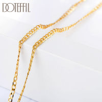 DOTEFFIL 925 Sterling Silver 161824262830 Inch 18k Gold 2mm Sideways Necklace For Women Man Fashion Wedding Jewelry