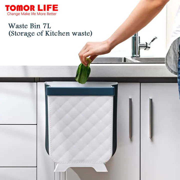 Tomor Life Wall Mounted Folding Waste Bin Kitchen Door Hanging