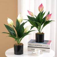 Artificial Potted Flowers Fake Plant Anthurium For Home Office Greenery Decor,Outdoor Landscape Layout,Tropical Theme Scene Construction