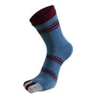 ‘；’ 5 Pairs Man Short Toe Socks Pure Cotton Striped Business Vintage Sweat-Absorbing Soft Elastic Party Dress 5 Finger Socks Sokken