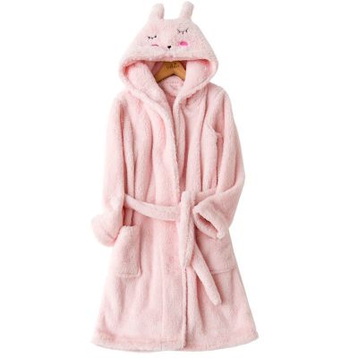 MUJI High quality new childrens flannel long bathrobe cute girls winter thick parent-child nightgown princess autumn and winter baby
