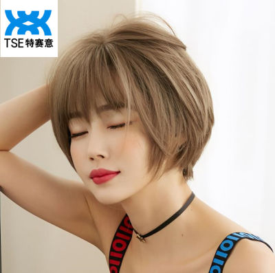 TSE Short Wig For Young Woman Straight BOBO Wigs 28cm Big Wave Head Cover With Bangs D3110 dbv