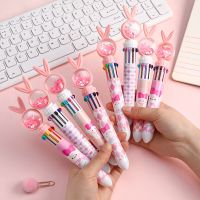 สุ่ม10ชิ้นของในสต๊อก10ชิ้น/ล็อตน่ารักการ์ตูนกระต่ายเลื่อมปากกาลูกลื่น10สีปากกาน่ารักโรงเรียนกระต่ายเครื่องเขียนสำนักงานหลากสีปากกาลูกลื่น