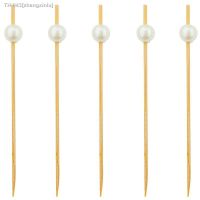 ▥☂ Free Shipping - Party Wedding Bar Supplies Disposable Tableware 120mm Cocktail Pearl Bamboo Pick Fruit Skewer 100/Pack