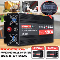 เครื่องแปลงไฟคลื่นไซน์บริสุทธิ์48V ถึง220V จอแสดงผล LCD 48V-2600W