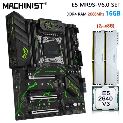 MACHINIST X99 MR9S Motherboard Set LGA 2011-3 Kit Xeon E5 2640 V3 CPU Processor 16GB(2*8G) DDR4 RAM Memory Support SSD M.2 ATX