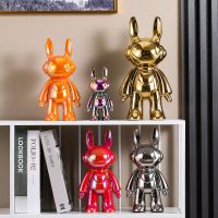 Space rabbit ceramic doll fashionable piggy bank animal sculpture cool decoration for home TV cabinet living room gift.