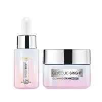 LOREAL Glycolic Bright (Serum 15ml + Night Cream 15ml) ลอรีอัล ปารีส ไกลโคลิค ไบร์ท อินสแตนท์ โกลว์อิ้ง (เซรั่ม 15มล + ไนท์ครีม 15มล)