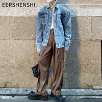 EERSHENSHI กางเกงสำหรับผู้ชายสีทึบใหม่กางเกงขาตรงกางเกงลำลองแฟชั่นแบบหลวม