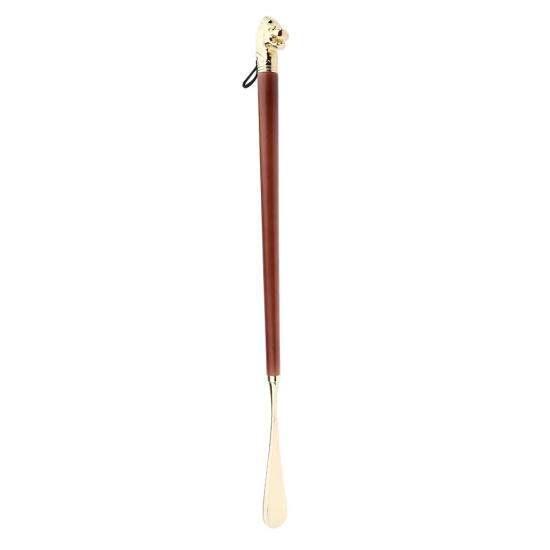 Bnwear đầu sư tử retro kim loại dài dây giày gỗ nâu tay cầm giày nâng lên - ảnh sản phẩm 1