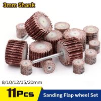 11PCS Sanding Flap Set with 3mm Shank Grinding Wheel Head Sander Abrasive Tools Sandpaper Rust Removal for Dremel Rotary Tools Cleaning Tools