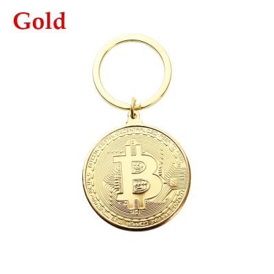 Hot Jewelry Friends Gifts Copper Plated Bitcoin Key Chain Commemorative Collectors Key Ring