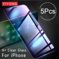 YIYONG กระจกนิรภัยความใสระดับ HD ปกป้องหน้าจอสำหรับ iPhone 14 13 12 11 Pro Max IPhone14 Plus X XR XS Max ป้องกันแสงสีฟ้ากระจก