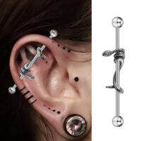 Punk Ular Perindustrian Barbell Bar Menindik Anting-Anting Rawan Industri Menindik Perhiasan Akori Parti ฮาโลวีน