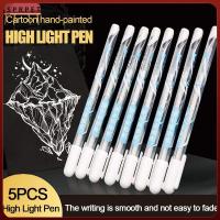 SPRPET ปากกามาร์กเกอร์เส้นสีขาวโรงเรียน,ปากกาไฮไลท์สีขาวขนาด0.8มม. 5ชิ้นปากกาวาดปากกาที่เขียนคิ้วบางสเก็ตช์ภาพ