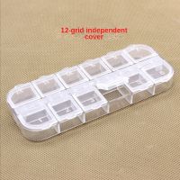 ஐ◊ 12-cell Transparent Plastic Medicine Box Transparent Color Independent Open-cover Jewelry Manicure Storage Box