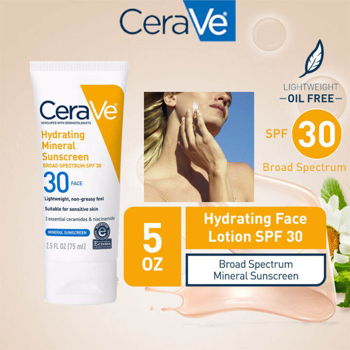 CeraVe 100 Hydrating Mineral Sunscreen SPF 30/SPF 50 75ml Moisture