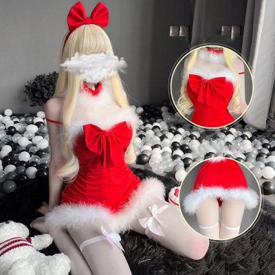 ☞◄ Women Sexy Lingerie Christmas Costume Backless Dress Uniform Temptation Suit Plush Sweet Nightdress Set Xmas Party popular