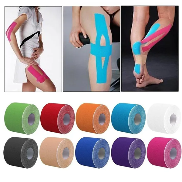 (S: 2.5cm x 5M) (M: 5cm x 5M) Kinesiology Tape Athletic Sport Recovery Tape Strapping Gym Fitness Tennis Running Knee Muscle Protector Scissor