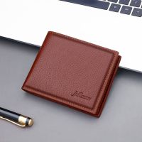 Vintage PU Leather Mens Short Wallet Business Card Holder Luxury Male Coin Purses Multifunction Money Clip