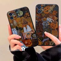 2023เคสฮาโลวีนสำหรับ iPhone 15 14 13 12 11 Pro Max XR Xs Max 7 8 Plus SE 2020 Ghosts และฟักทองขอบตรง TPU เคสมือถือซิลิโคนอย่างนุ่มฝาครอบป้องกัน