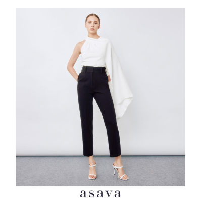 [asava aw22] Asava high-waisted carrot pants กางเกงผู้หญิง เอวสูง แต่งคาดหูเข็มขัด ซิปหน้า