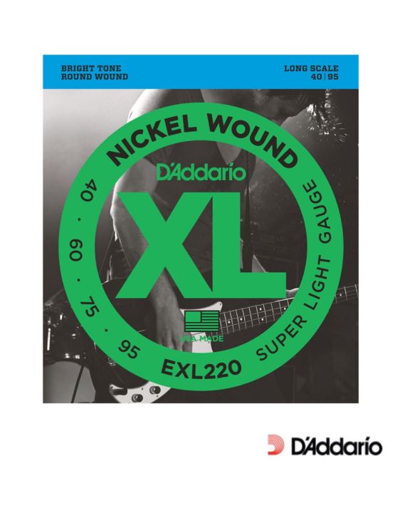 daddario-exl220-สายกีตาร์เบส-4-สาย-แบบนิกเกิล-ของแท้-100-super-light-40-95-made-in-usa