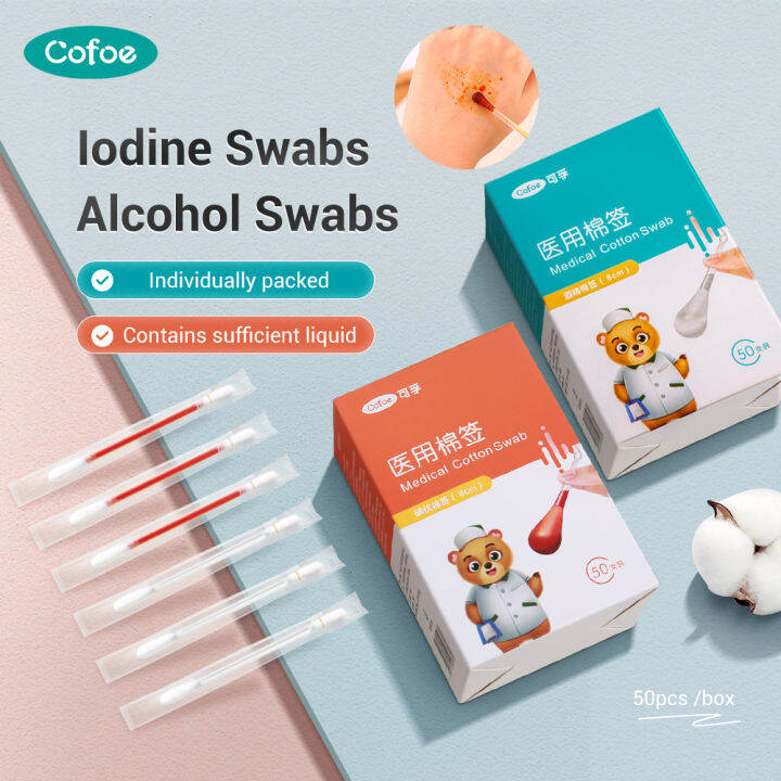 Cofoe Disposable Lodophor /Alcohol Cotton Swab Iodine Disinfection