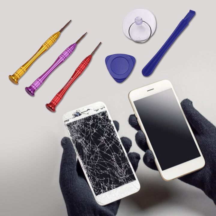 ชุดอุปกรณ์ซ่อมโทรศัพท์มือถือ6ชิ้น-เครื่องมือซ่อมแซมด้วยมือแบบพกพาสมาร์ทโฟนด้วยมือถอดแยกชิ้นส่วนอุปกรณ์ถอดหน้าจอไขควง