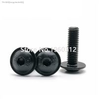 ▥☑ 2-10pcs m4 m5 m6 m8 M10 grade 10.9 black Half Round Button Flange Head With Washer Inner Hex Socket Allen Screws Bolt