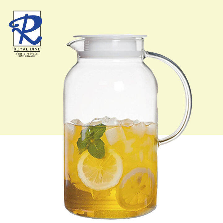 Royal Dine 1870ml Boro Clear Glass Pitcher Jug with Lid Set CROY486